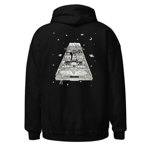 "Hitchhiking in the Wrong Galaxy" - Hoodie with Back Print
